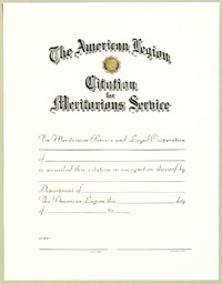 Citation for Meritorious Service